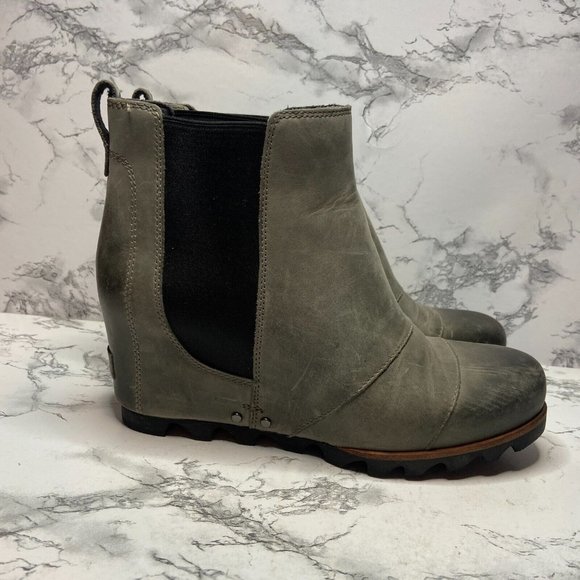 Sorel Shoes - Sorel Women 8.5 Joan of Arctic Boot Bootie Gray Burnished Leather Hidden Wedge